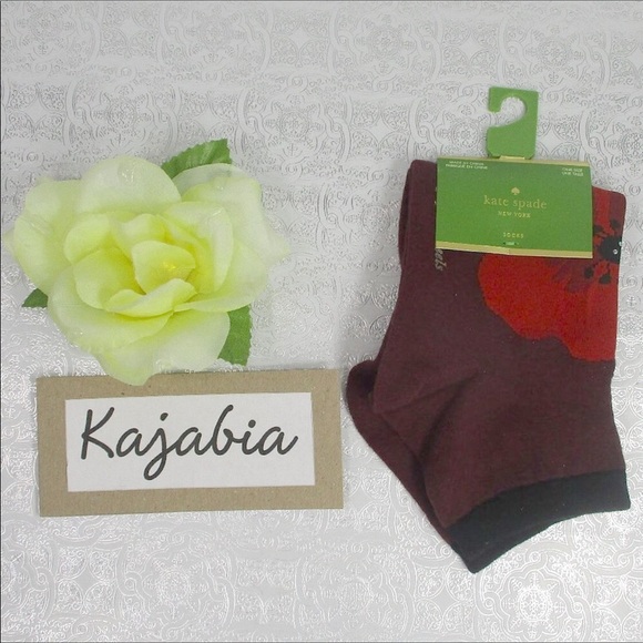 KATE SPADE Poppy Flower Anklet Socks NWT One Size - Picture 1 of 6